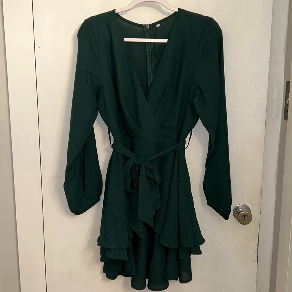 NWOT. Dark green mini dress.